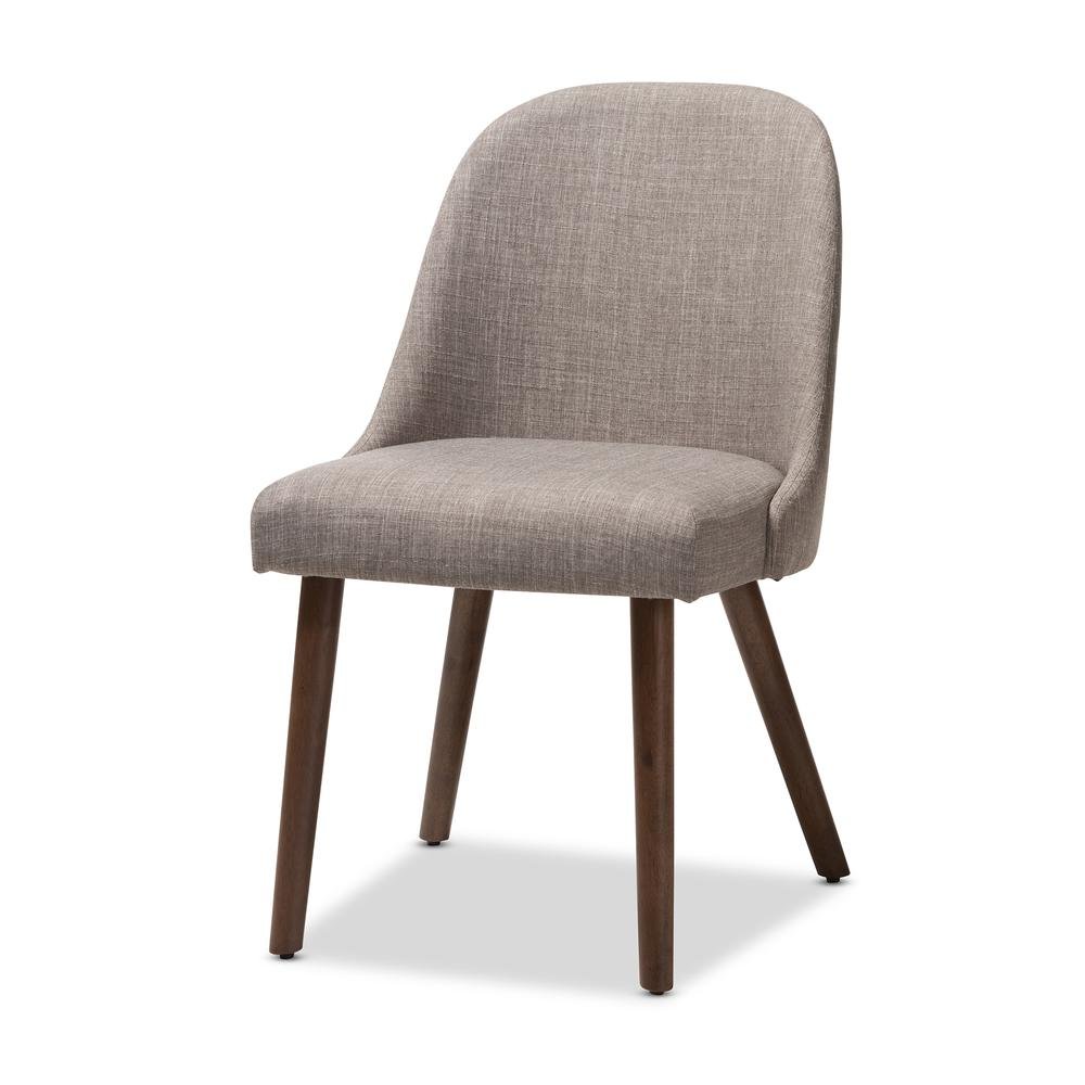 Light Grey Fabric Upholstered Walnut Finished Wood 5-Piece Dining Set