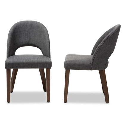 Dark Grey Fabric Upholstered Walnut Finished Wood Dining Chair (Set of 2)