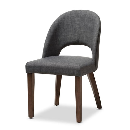 Dark Grey Fabric Upholstered Walnut Finished Wood 5-Piece Dining Set