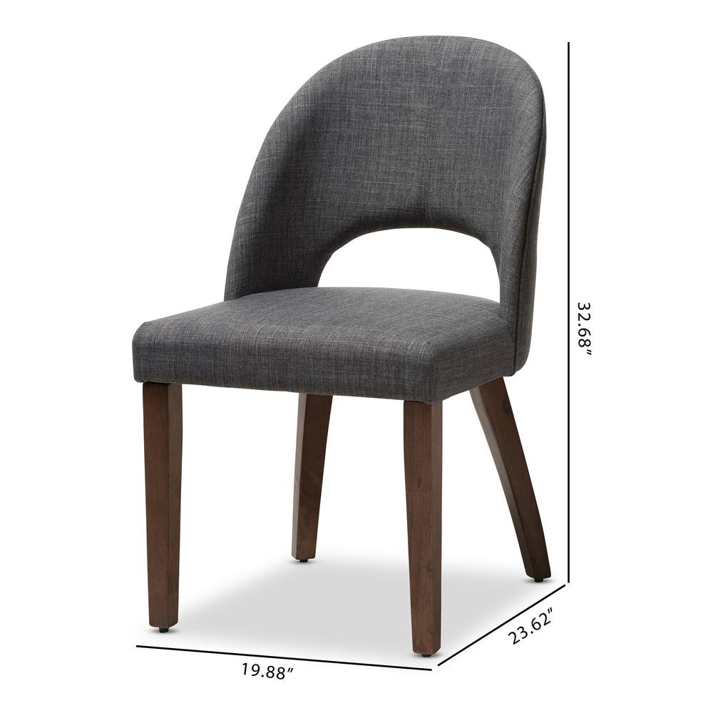 Dark Grey Fabric Upholstered Walnut Finished Wood Dining Chair (Set of 2)