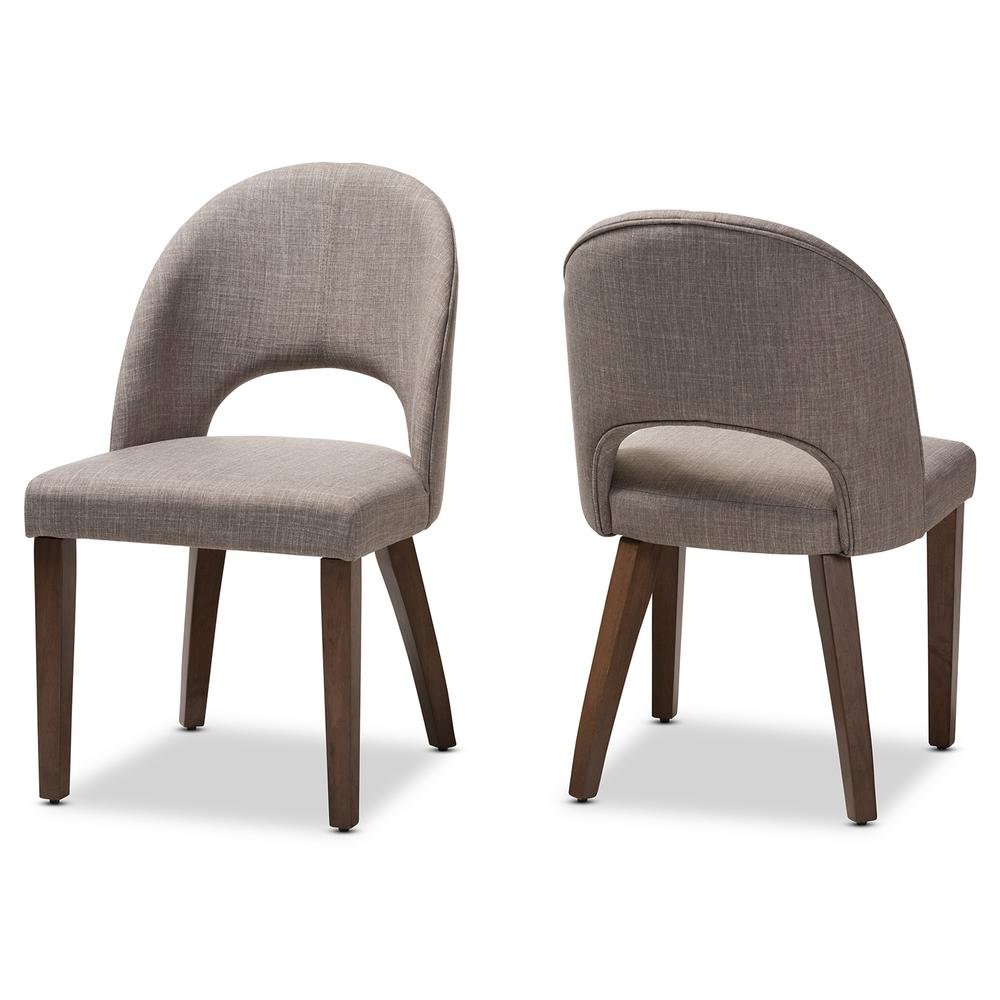 Light Grey Fabric Upholstered Walnut Finished Wood Dining Chair (Set of 2)