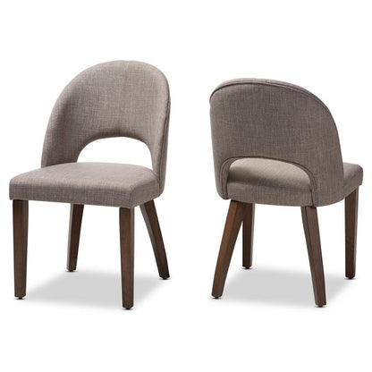 Light Grey Fabric Upholstered Walnut Finished Wood Dining Chair (Set of 2)