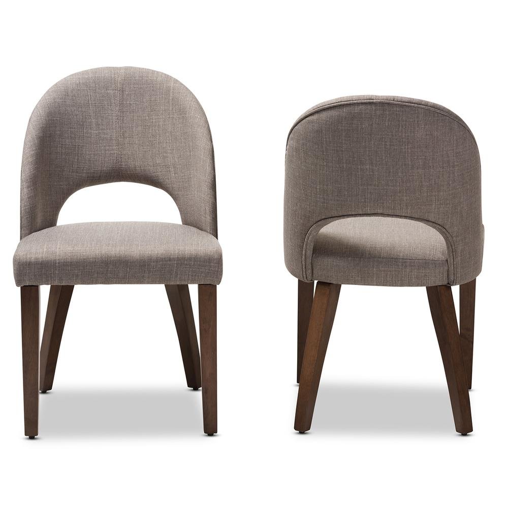 Light Grey Fabric Upholstered Walnut Finished Wood Dining Chair (Set of 2)