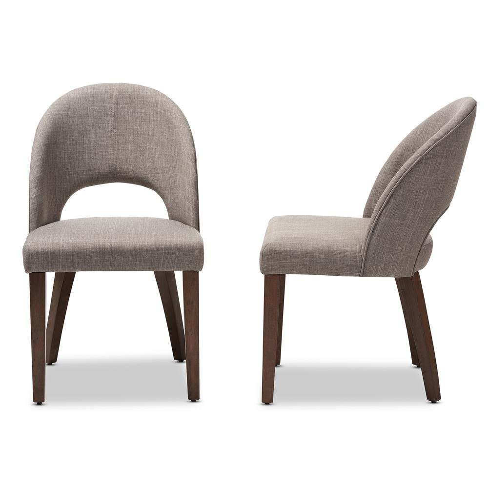 Light Grey Fabric Upholstered Walnut Finished Wood Dining Chair (Set of 2)