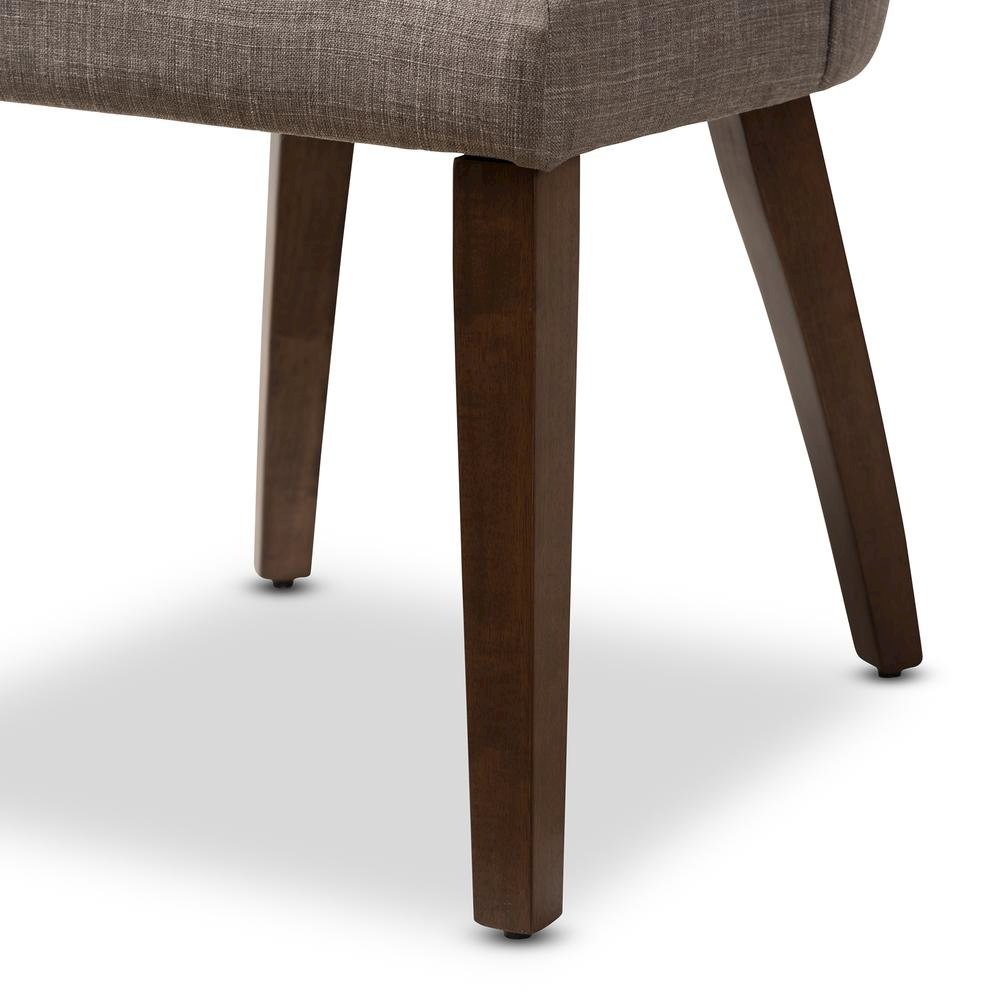Light Grey Fabric Upholstered Walnut Finished Wood Dining Chair (Set of 2)