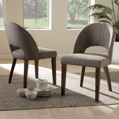 Light Grey Fabric Upholstered Walnut Finished Wood Dining Chair (Set of 2)