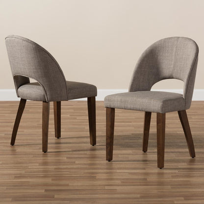 Light Grey Fabric Upholstered Walnut Finished Wood Dining Chair (Set of 2)