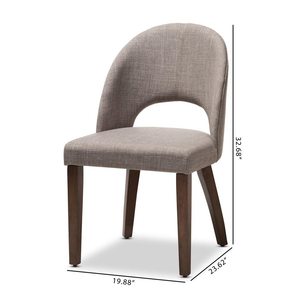 Light Grey Fabric Upholstered Walnut Finished Wood Dining Chair (Set of 2)