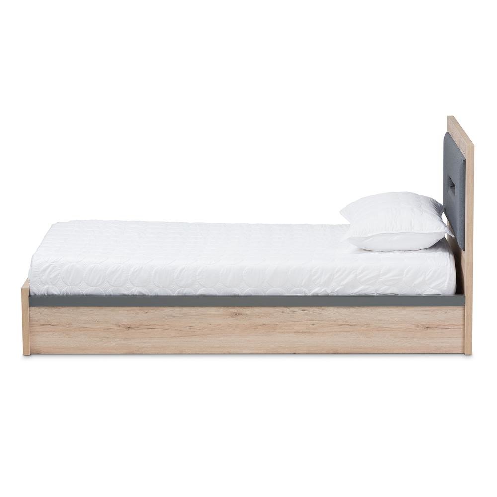 Dark Grey and Light Brown Two-Tone 2-Drawer Twin Size Storage Platform Bed