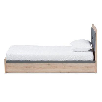 Dark Grey and Light Brown Two-Tone 2-Drawer Twin Size Storage Platform Bed