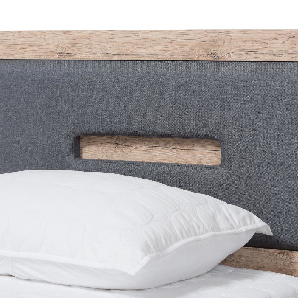 Dark Grey and Light Brown Two-Tone 2-Drawer Twin Size Storage Platform Bed