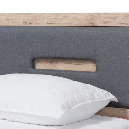 Dark Grey and Light Brown Two-Tone 2-Drawer Twin Size Storage Platform Bed