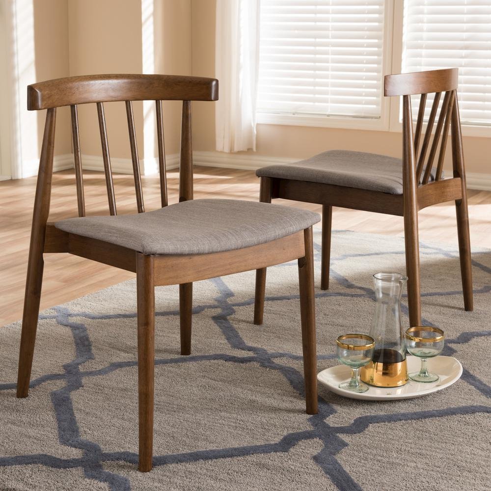 Wyatt Mid-Century Modern Walnut Wood Dining Chair (Set of 2)