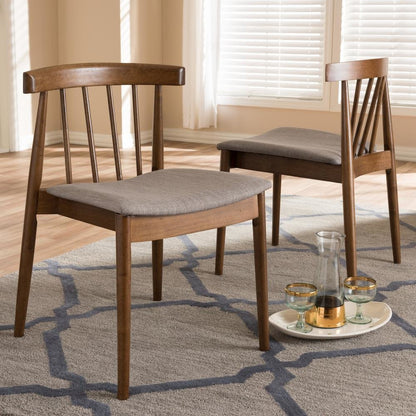 Wyatt Mid-Century Modern Walnut Wood Dining Chair (Set of 2)