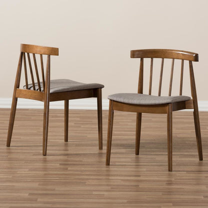 Wyatt Mid-Century Modern Walnut Wood Dining Chair (Set of 2)