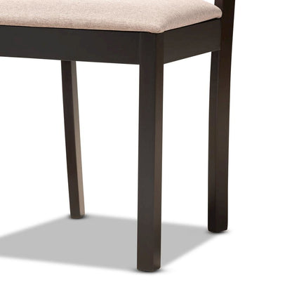 Carlin Sand Fabric Upholstered and Dark Brown Finished Wood 5-Piece Dining Set