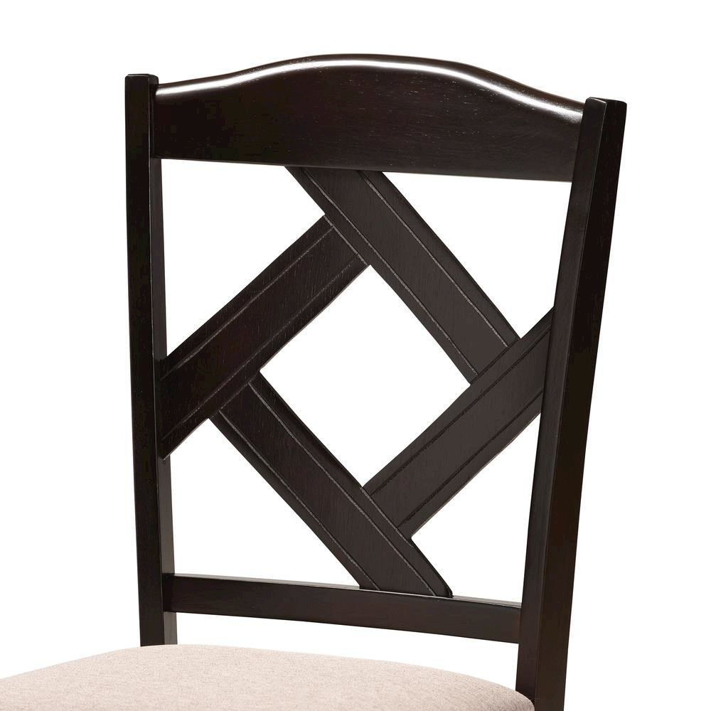 Morigan Sand Fabric Upholstered and Dark Brown Finished Wood 5-Piece Dining Set