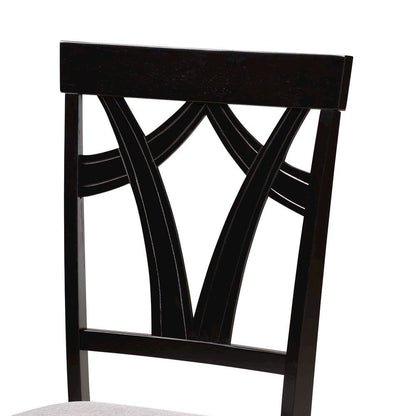 Sylvia Modern Grey Fabric and Dark Brown Finished Wood 7-Piece Dining Set