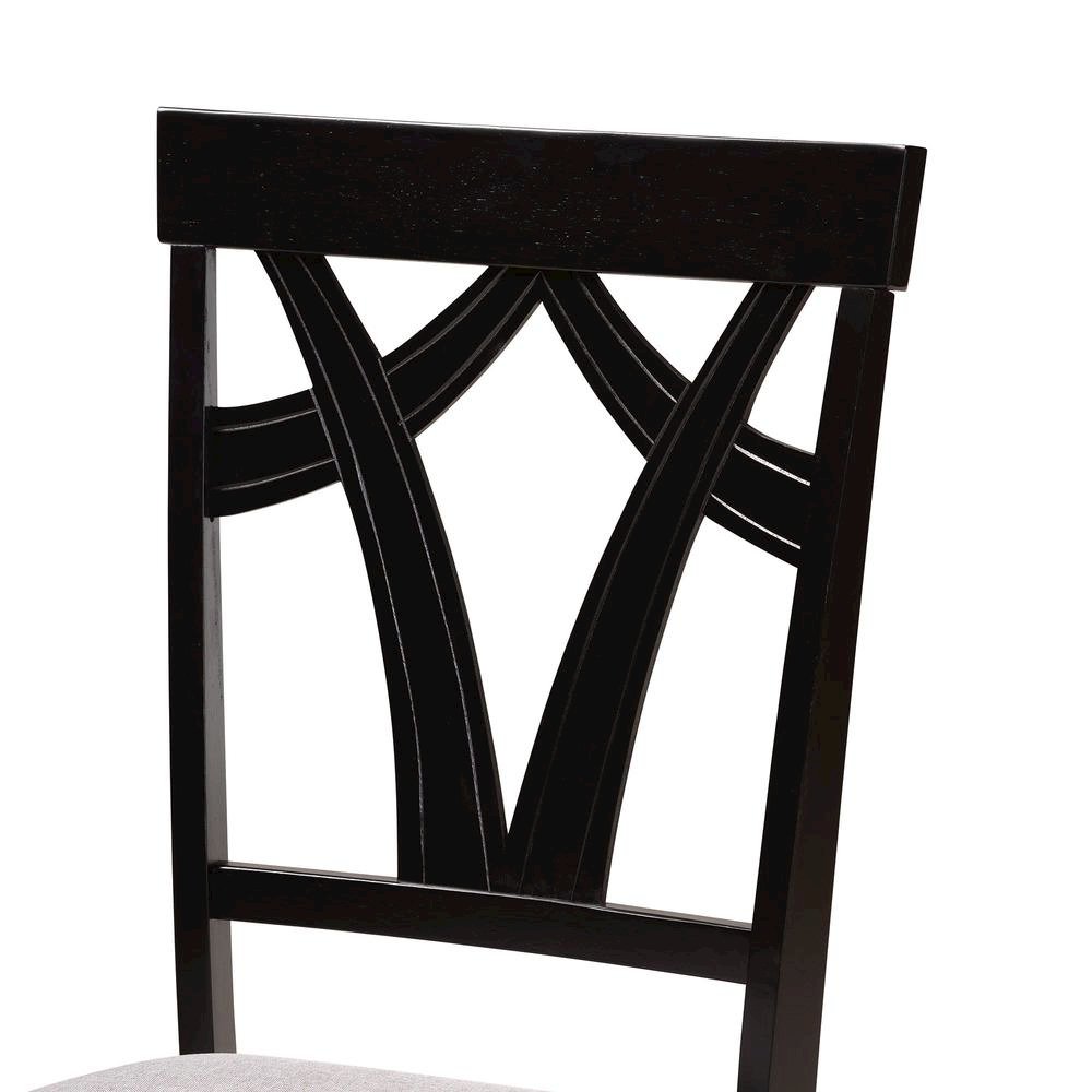Luise Modern Grey Fabric and Dark Brown Finished Wood 7-Piece Dining Set