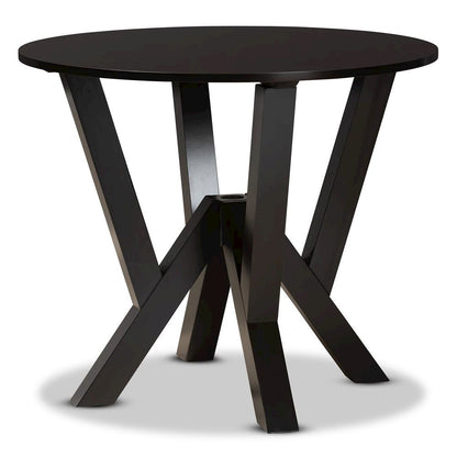 Grey Fabric Upholstered and Dark Brown Finished Wood 5-Piece Dining Set