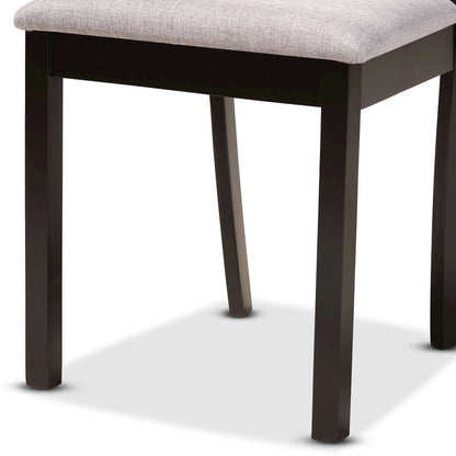 Grey Fabric Upholstered and Dark Brown Finished Wood 5-Piece Dining Set
