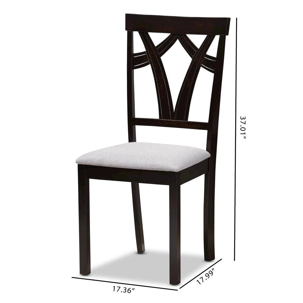 Grey Fabric Upholstered and Dark Brown Finished Dining Chair (Set of 2)
