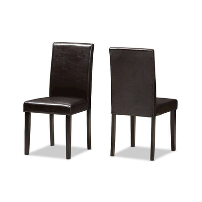 Dark Brown Faux Leather Upholstered 5-Piece Dining Set