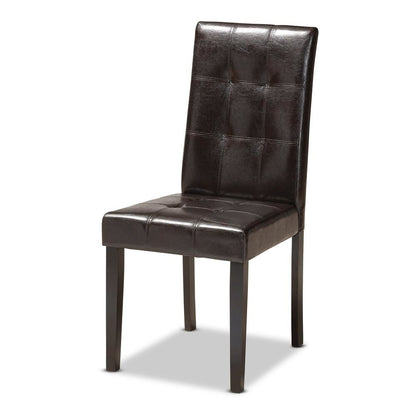 Leather Upholstered and Dark brown Finished Wood 5-Piece Dining Set