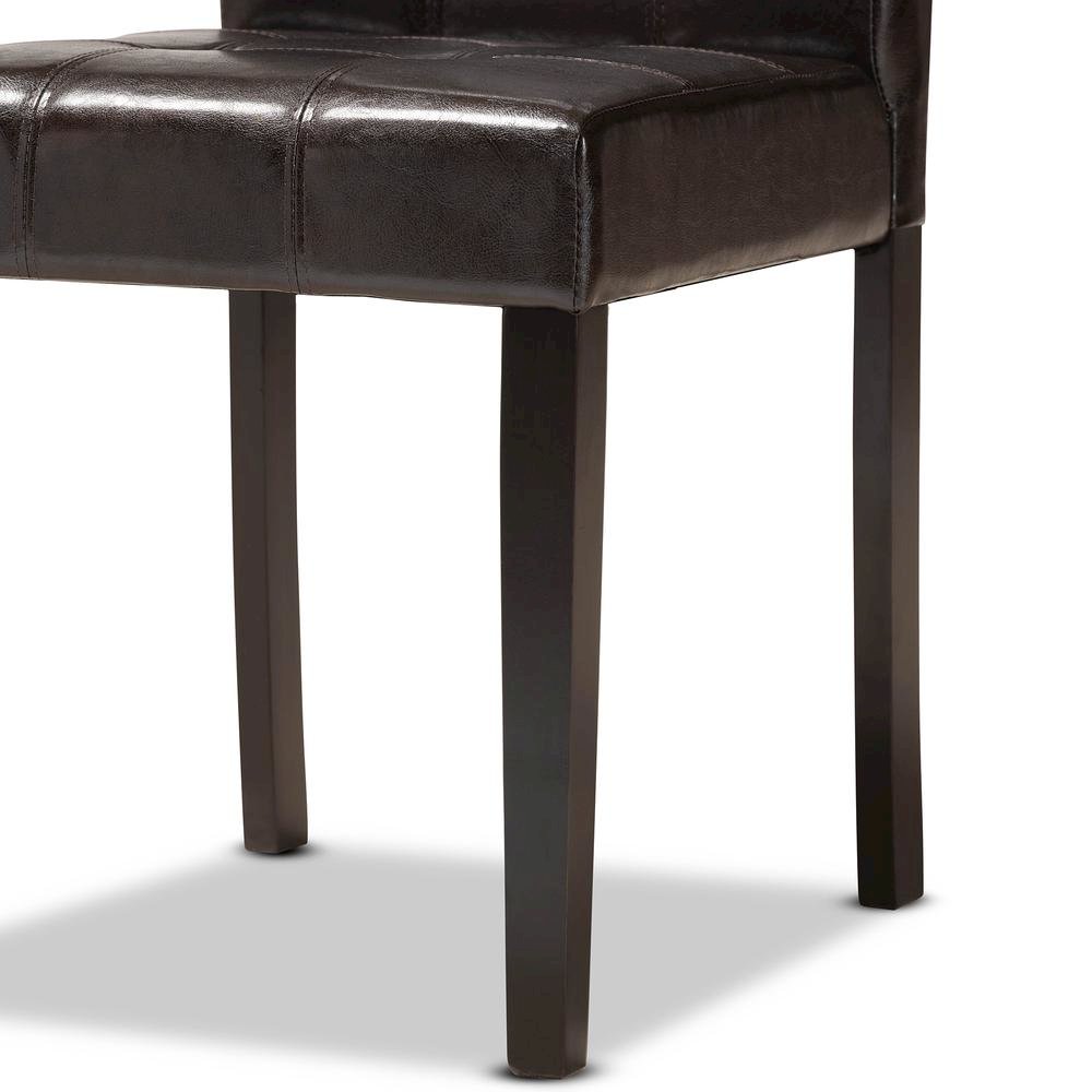 Leather Upholstered and Dark brown Finished Wood 5-Piece Dining Set