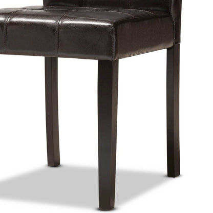 Leather Upholstered and Dark brown Finished Wood 5-Piece Dining Set