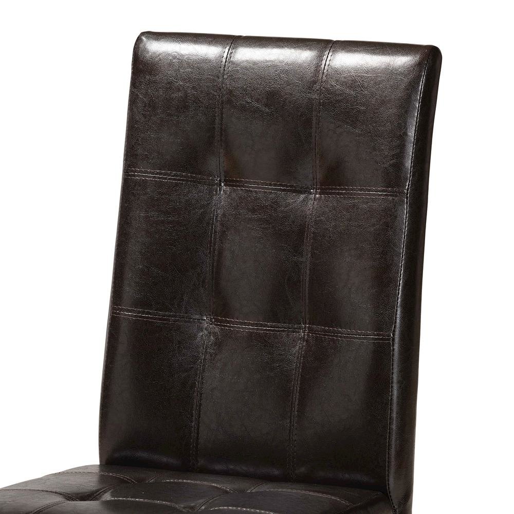 Leather Upholstered and Dark brown Finished Wood 7-Piece Dining Set