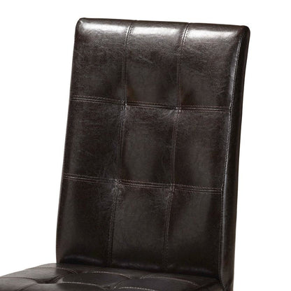 Leather Upholstered and Dark brown Finished Wood 7-Piece Dining Set