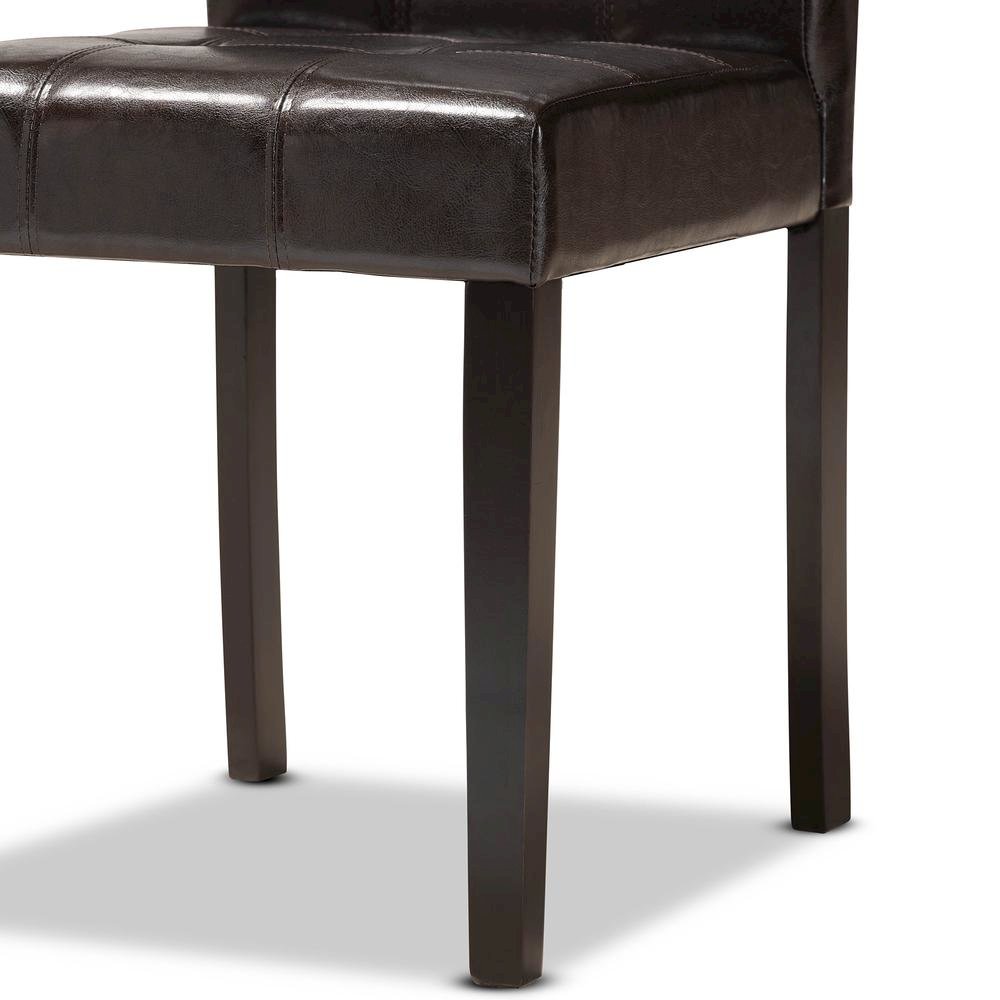 Leather Upholstered and Dark brown Finished Wood 7-Piece Dining Set