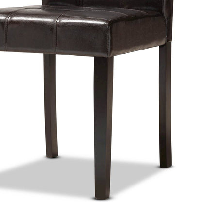 Leather Upholstered and Dark brown Finished Wood 7-Piece Dining Set