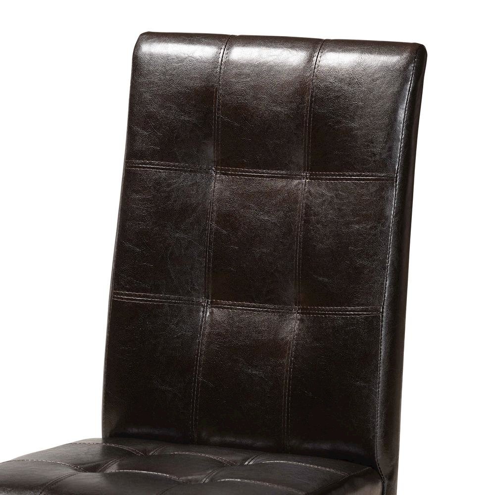 Leather Upholstered and Dark Brown Finished Wood 5-Piece Dining Set