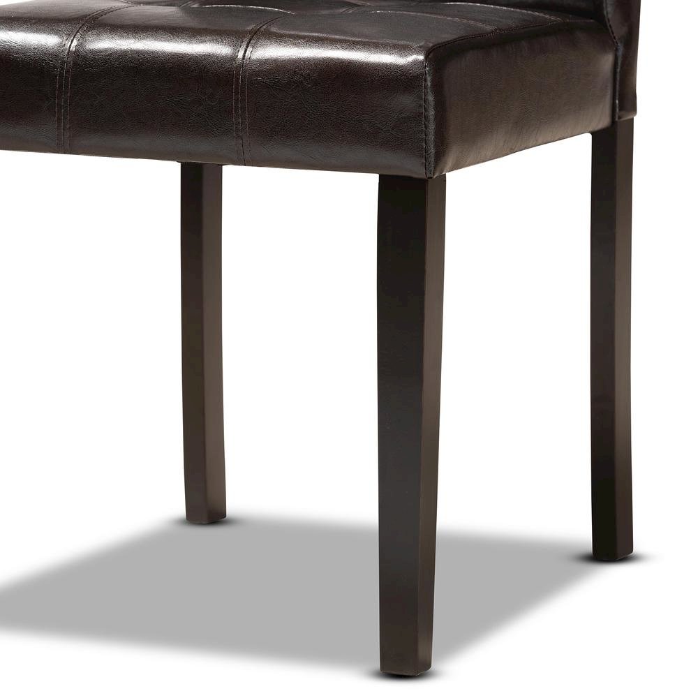 Leather Upholstered and Dark Brown Finished Wood 5-Piece Dining Set