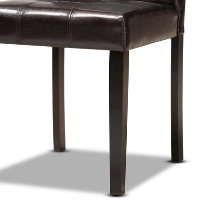 Leather Upholstered and Dark Brown Finished Wood 5-Piece Dining Set