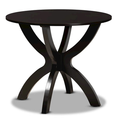 Leather Upholstered and Dark Brown Finished Wood 5-Piece Dining Set