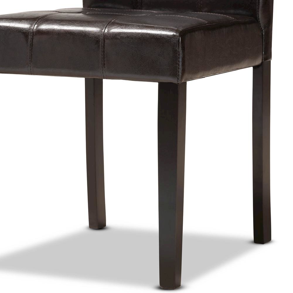 Leather Upholstered and Dark Brown Finished Wood 5-Piece Dining Set