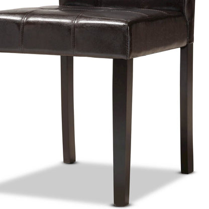 Leather Upholstered and Dark Brown Finished Wood 5-Piece Dining Set