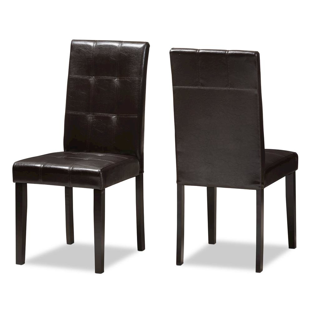 Dark Brown Faux Leather Upholstered 5-Piece Dining Set