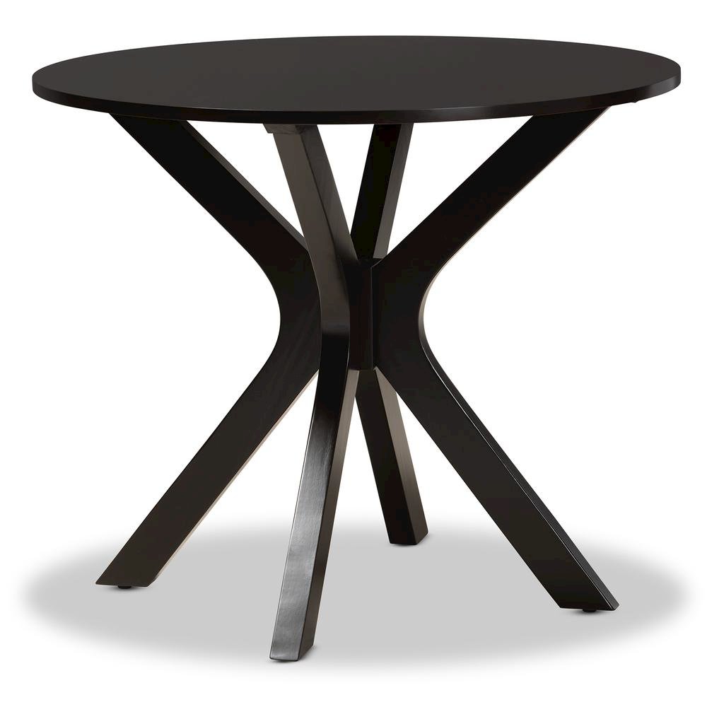 Leather Upholstered and Dark Brown Finished Wood 5-Piece Dining Set