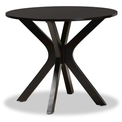 Leather Upholstered and Dark Brown Finished Wood 5-Piece Dining Set