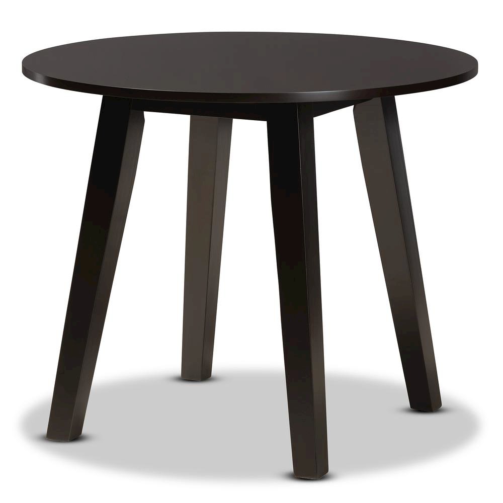 Leather Upholstered and Dark Brown Finished Wood 5-Piece Dining Set