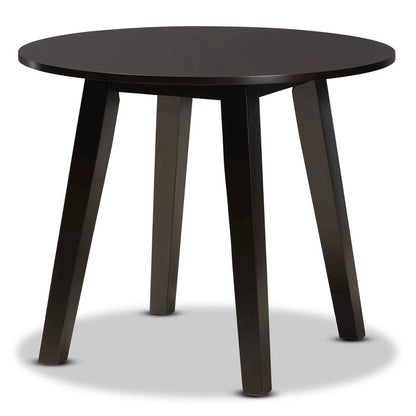 Leather Upholstered and Dark Brown Finished Wood 5-Piece Dining Set
