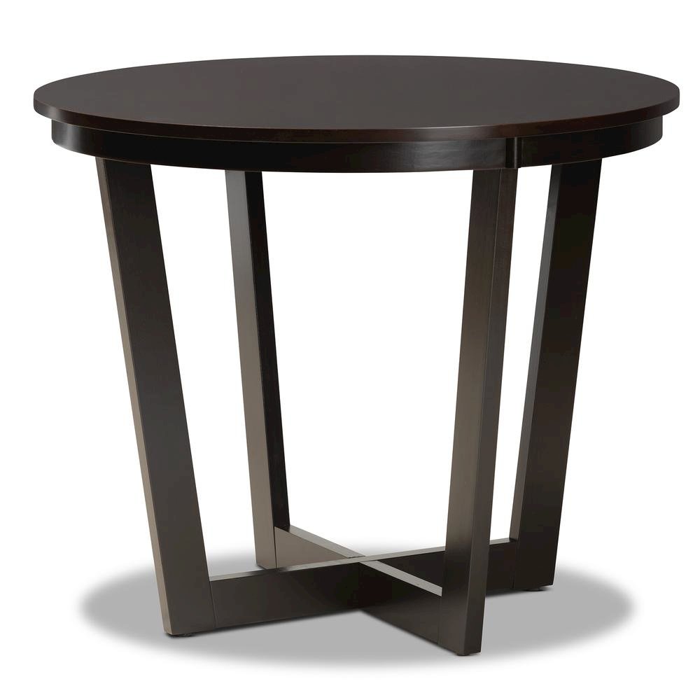 Leather Upholstered and Dark Brown Finished Wood 5-Piece Dining Set