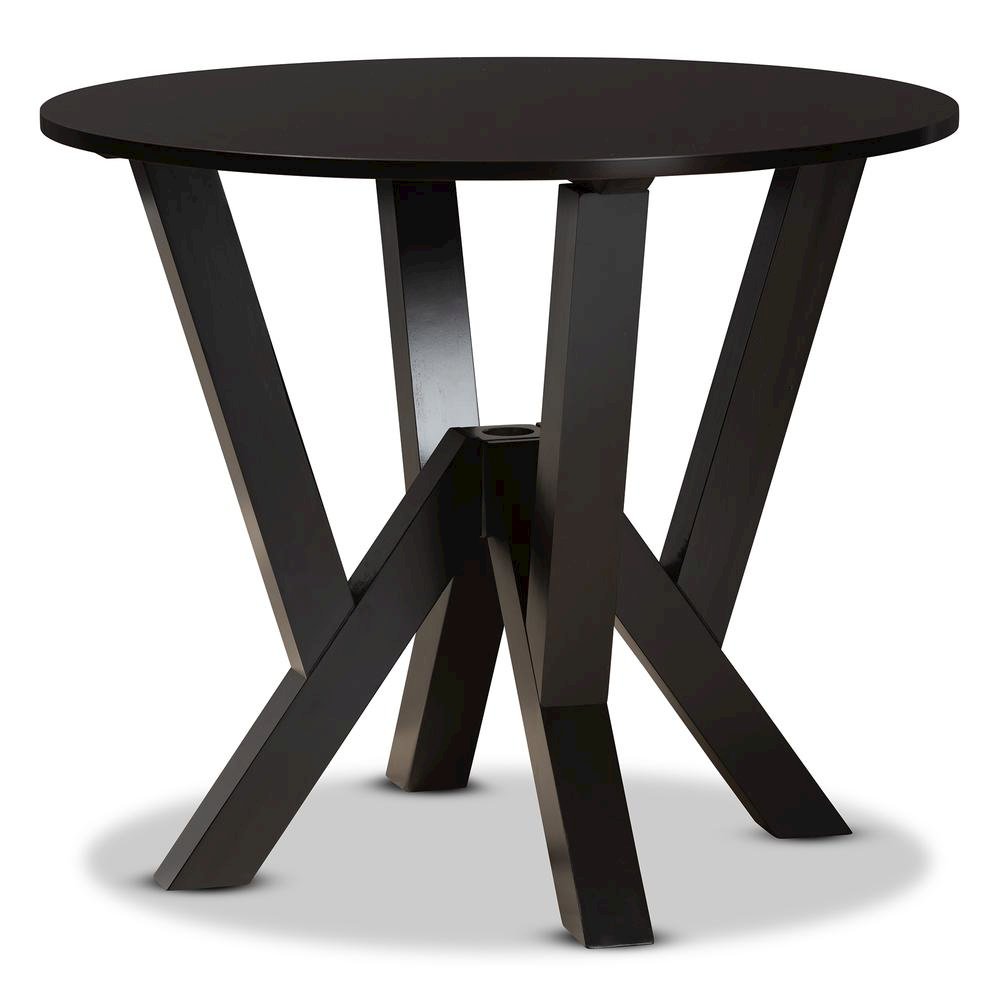 Leather Upholstered and Dark Brown Finished Wood 5-Piece Dining Set