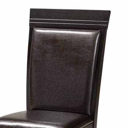 Leather Upholstered and Dark Brown Finished Wood 5-Piece Dining Set