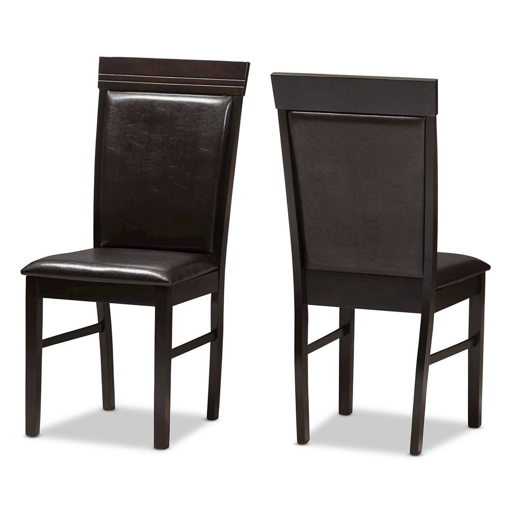 Dark Brown Faux Leather Upholstered 5-Piece Dining Set