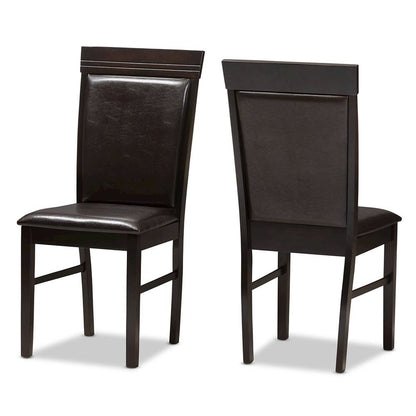 Dark Brown Faux Leather Upholstered 5-Piece Dining Set